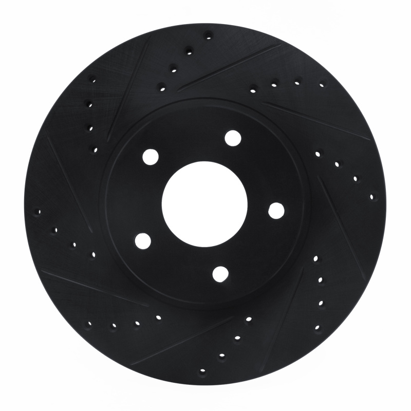 Infiniti Q45 Brake Rotor (1) - Front Left - R1 Concepts - Drilled & Slotted - Black - `97-`01